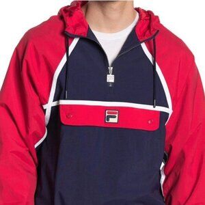 BNWT FILA MEN'S RETRO PULLOVER QUARTER ZIP HOODED ANORAK ASTOR JACKET MEDIUM (M)